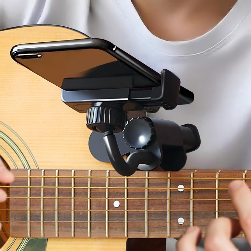 FAELUNE Guitar Phone Holder - Adjustable & Rotatable Guitar Mount for Guitars/Ukulele, Universal Smartphone Compatibility, Ideal for Digital Sheet Music, Teaching Videos, Live Streaming & Recording - Image 1
